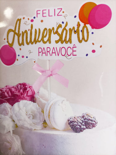 Topper Bolo Feliz Aniversário 25